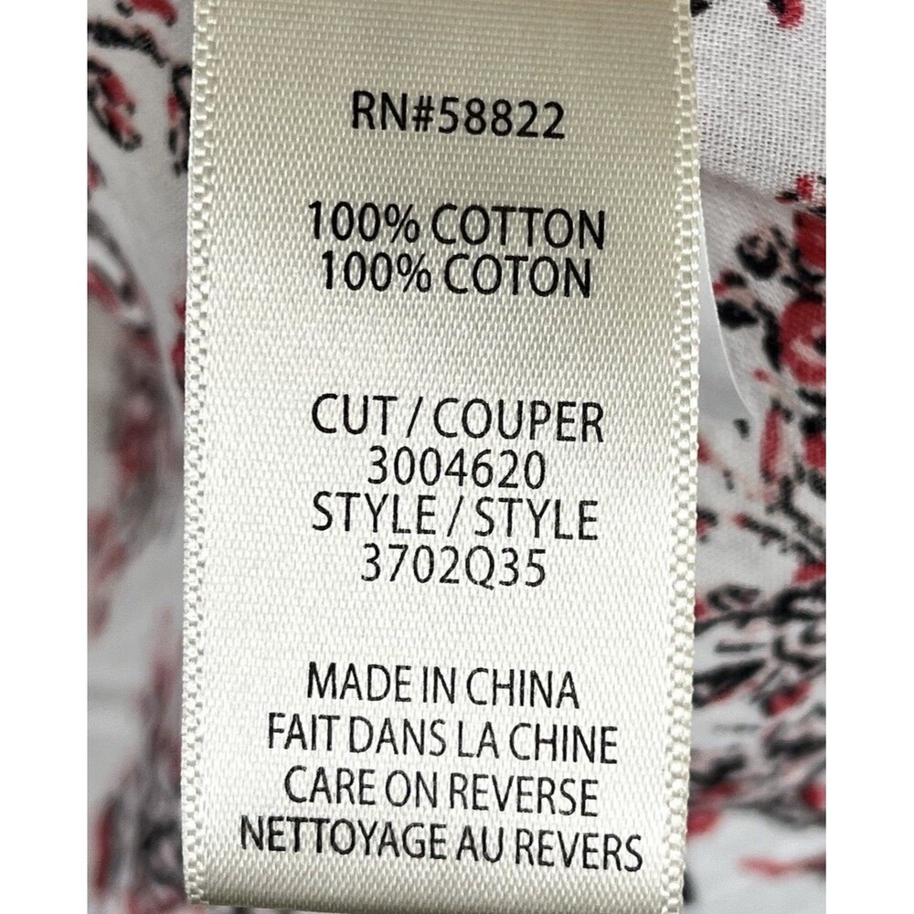 Max Studio Floral Cotton Blouse XS Puff Sleeve Ruffle Collar Cottagecore - Picture 7 of 14